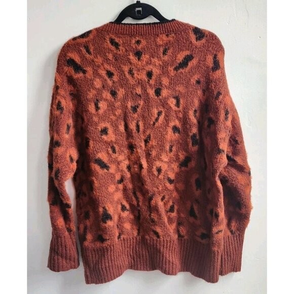 Zara Knit Rust Black  Round Neck Long Sleeve Ribbed Sweater Country Core Size S - Picture 5 of 5